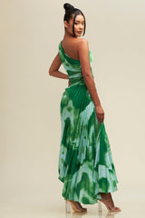 Sally one shoulder dress - Green - Fashionistar boutique