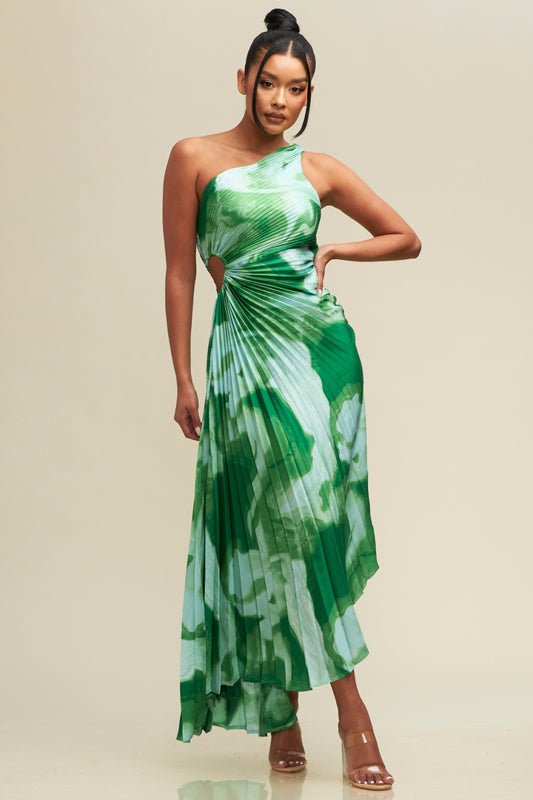 Sally one shoulder dress - Green - Fashionistar boutique