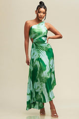 Sally one shoulder dress - Green - Fashionistar boutique