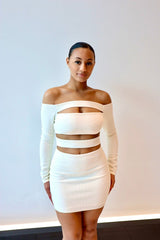 Serenity Off Shoulder dress (White) - Fashionistar boutique
