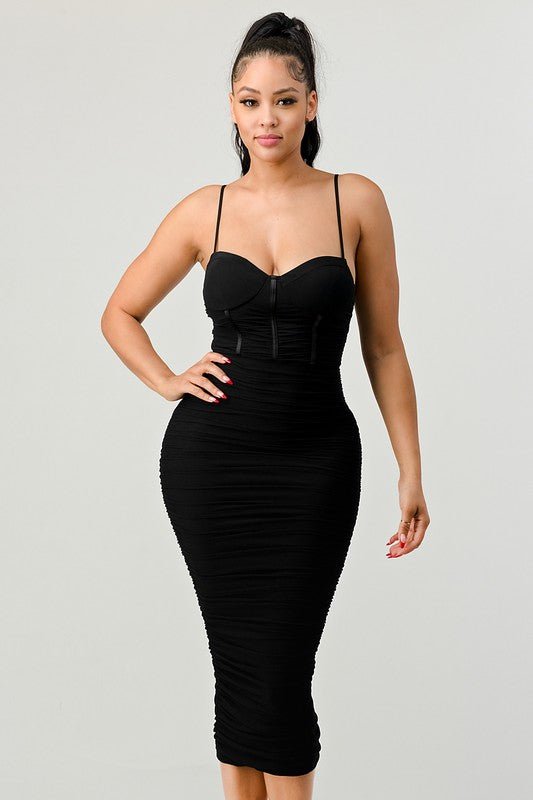 Shay long corset dress, Black - Fashionistar boutique