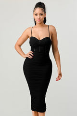 Shay long corset dress, Black - Fashionistar boutique