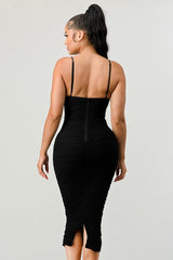 Shay long corset dress, Black - Fashionistar boutique