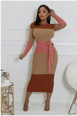 Shay Long Sleeves Collar Block Dress - Fashionistar boutique