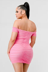 Tanya off shoulder dress (Pink) - Fashionistar boutique