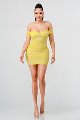 Tanya off shoulder dress (Yellow) - Fashionistar boutique