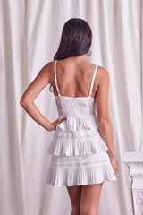 Victoria Tiered Lace Dress (White) - Fashionistar boutique