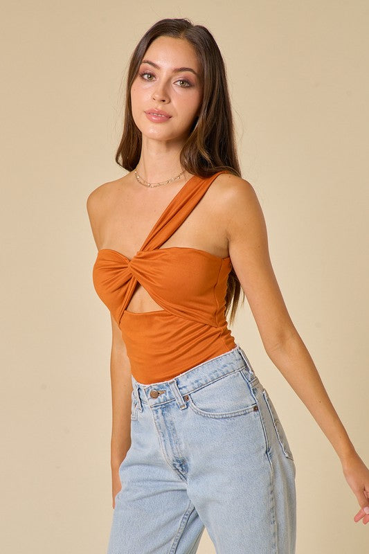 Alicia Cut out bodysuit, Rust