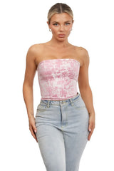 Corset fleuri Laura, Rose