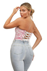 Corset fleuri Laura, Rose