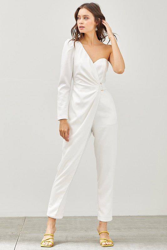 Robyn one shoulder jumpsuit, white