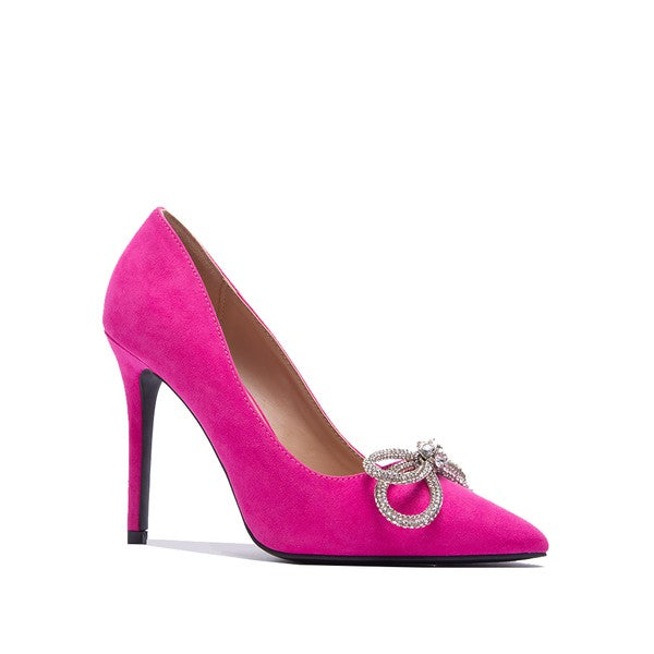 Destiny glitter bow high heels, Fuchsia