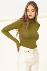 Alexa turtle neck long sleeve bodysuit, olive