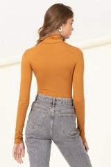 Alexa turtle neck bodysuit, Brown sugar - Fashionistar boutique