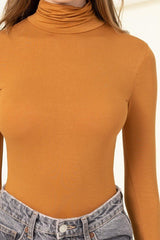 Alexa turtle neck bodysuit, Brown sugar - Fashionistar boutique