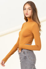 Alexa turtle neck bodysuit, Brown sugar - Fashionistar boutique
