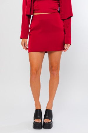 Alexis satin skirt, red - Fashionistar boutique