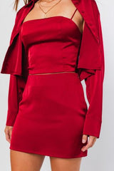 Alexis satin skirt, red - Fashionistar boutique