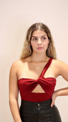 Alicia Cut out bodysuit, Burgundy - Fashionistar boutique