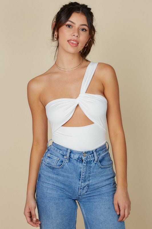 Alicia Cut out bodysuit, off white - Fashionistar boutique