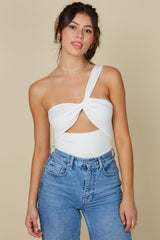 Alicia Cut out bodysuit, off white - Fashionistar boutique