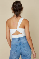 Alicia Cut out bodysuit, off white - Fashionistar boutique