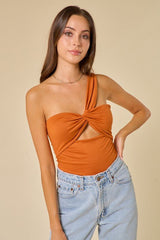Alicia Cut out bodysuit, Rust - Fashionistar boutique