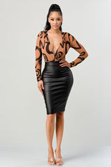 Alicia leather midi skirt, Black - Fashionistar boutique