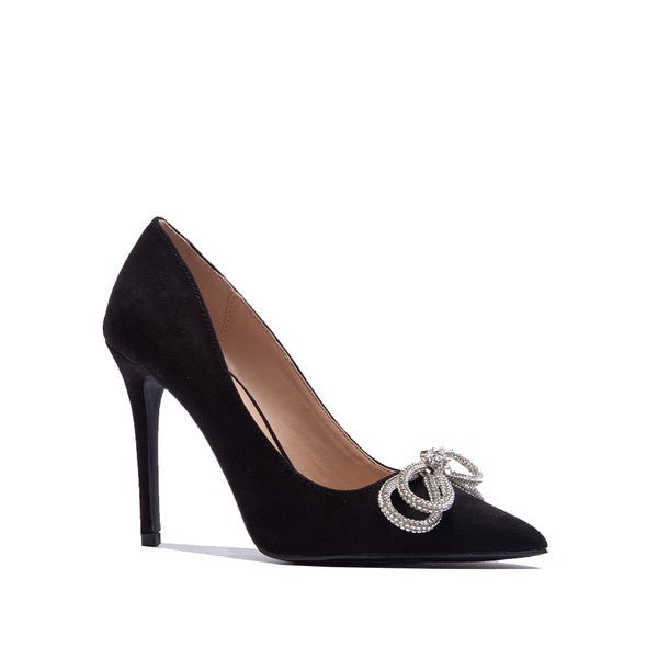 Destiny glitter bow high heels, black - Fashionistar boutique
