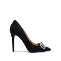 Destiny glitter bow high heels, black - Fashionistar boutique