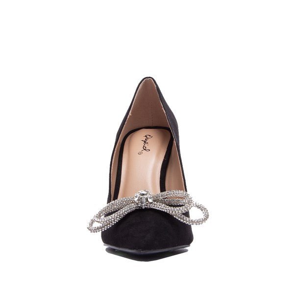 Destiny glitter bow high heels, black - Fashionistar boutique