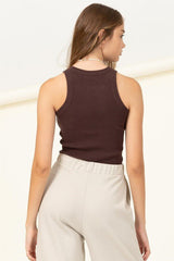 Diana knit top, brown - Fashionistar boutique