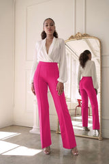 Elysa high - waisted pants, Fuchsia - Fashionistar boutique