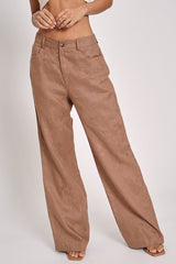 Kelsey, linen pants, brown - Fashionistar boutique