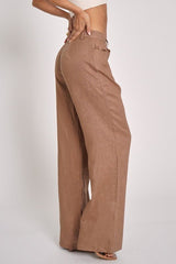 Kelsey, linen pants, brown - Fashionistar boutique