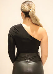 Megan one shoulder body suit, black - Fashionistar boutique