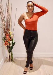 Megan, one shoulder body suit, rust - Fashionistar boutique