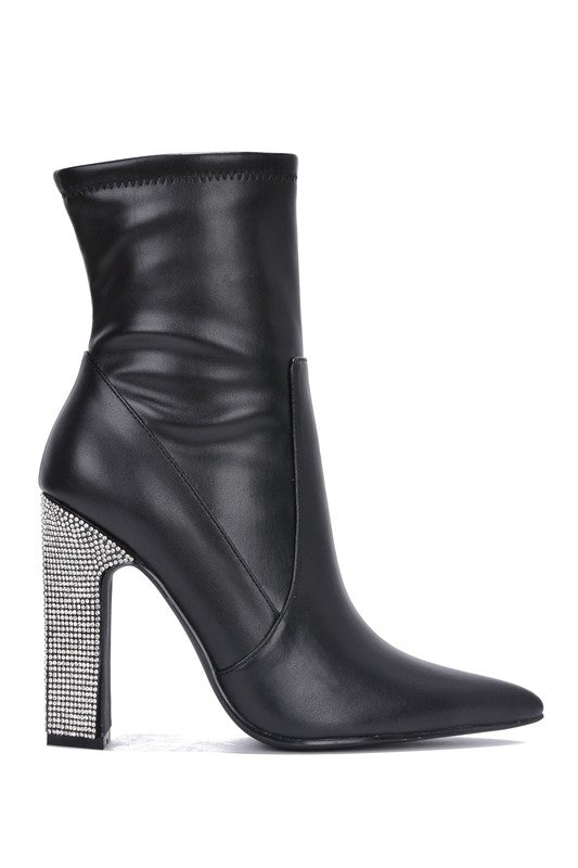 Melly glitter heeled boots, black - Fashionistar boutique
