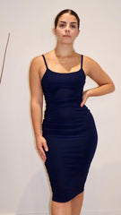 Nathalia straight midi dress, Navy - Fashionistar boutique