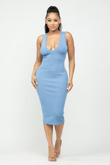 Olivia V - Cut Racerback Midi Dress (Blue) - Fashionistar boutique