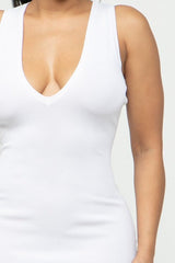 Olivia V - Cut Racerback Midi Dress (White) - Fashionistar boutique
