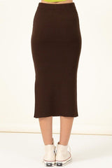 Stella long knit skirt, brown - Fashionistar boutique