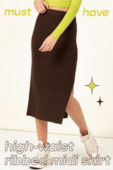 Stella long knit skirt, brown - Fashionistar boutique