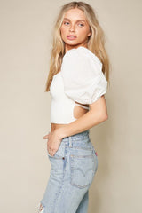 Talia top, white - Fashionistar boutique