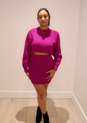 Tamar sweater skirt, Magenta - Fashionistar boutique