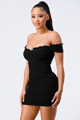 Tanya off shoulder dress, Black - Fashionistar boutique