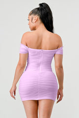 Tanya off shoulder dress, Lavender - Fashionistar boutique