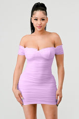 Tanya off shoulder dress, Lavender - Fashionistar boutique