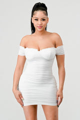 Tanya off shoulder dress, White - Fashionistar boutique